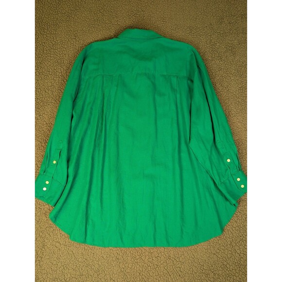 Lane Bryant Womens Top Plus 26/28 Button Up Shirt Linen Blend Kelly Green - Picture 12 of 13